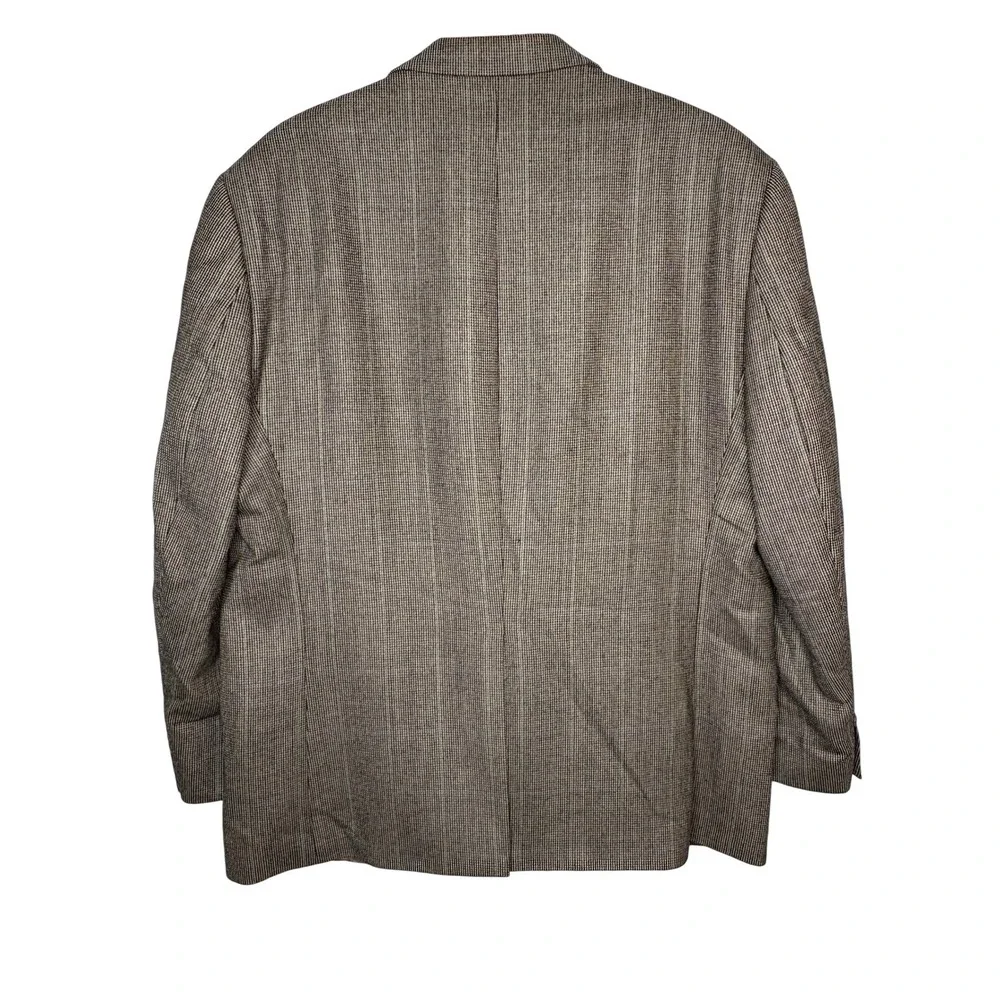 Chaps Sport Coat Mens 48R Brown Plaid‎ 100% Lambs Wool Two Button Blazer